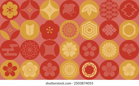 Japanese icon set (background  wallpaper)   Design of Kimono Pattern.Suitable for newyear cards design or Japanese style decoration or weddings and other celebrations.