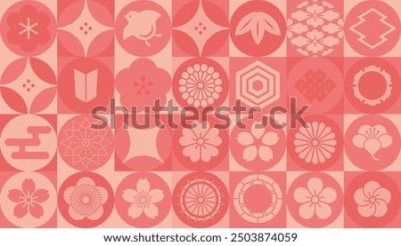 Japanese icon set (background  wallpaper)   Design of Kimono Pattern.Suitable for newyear cards design or Japanese style decoration or weddings and other celebrations.