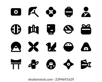 Japanese Icon Set Filled Style. Culture Theme Icon Pack, Perfect for Websites, Landing Pages, Mobile Apps, and Presentations. Suitable for UI UX.