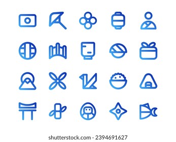 Japanese Icon Set Glyph Style. Culture Theme Icon Pack, Perfect for Websites, Landing Pages, Mobile Apps, and Presentations. Suitable for UI UX.