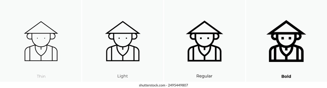 icono japonés. Diseño de estilo fino, ligero, regular y audaz aislado sobre fondo blanco