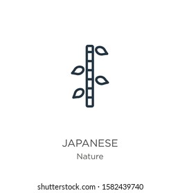 Japanese icon. Thin linear japanese outline icon isolated on white background from nature collection. Line vector sign, symbol for web and mobile