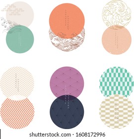 Japanese icon vector. Logo design. Asian traditional elements. Wave symbols. Geometric pattern.  