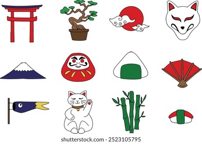japanese icons illustration design pack