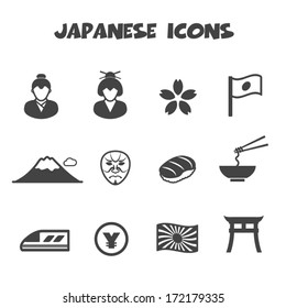 japanese icons, mono vector symbols