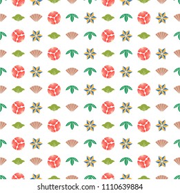 Japanese icons pattern vector. Colorful geometric background.