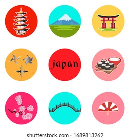 japanese icons set ilustration vector