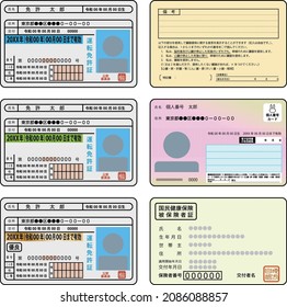 Japanese ID.Driver's License.My Number Card.Individual Number Card.National Health Insurance Card