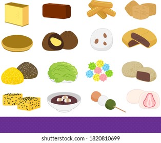 Conjunto de materiales de ilustración japoneses / Vector