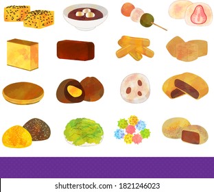 
Japanese illustration material set / watercolor style