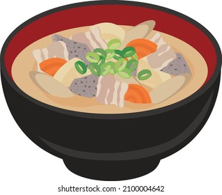 Japanese illustration pork soup
Miso soup