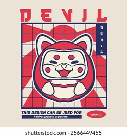 Japanese Illustration style daruma doll