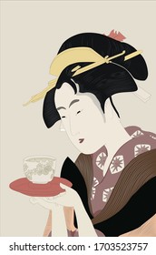 Japanese imitation of ancient ukiyo-e ladies' paintings