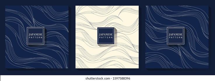 Japanese Indigo Blue Pattern Set