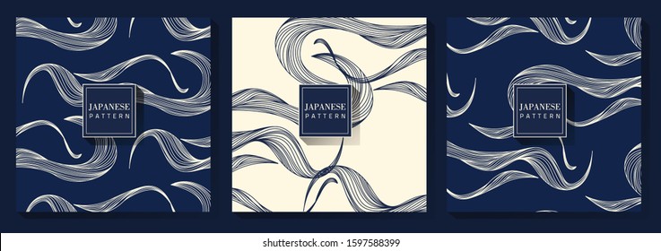 Japanese Indigo Blue Pattern Set