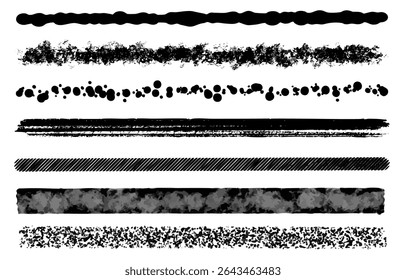 Japanese Ink Brush Stroke Line Set - Traditional Design Elements