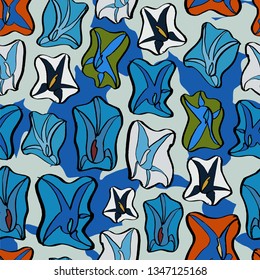 Japanese inspired abstract seamless illustrated pattern by www.danmaridesigns.com. Floral springtime art for fabrics, gift wrap, stationery, and interior design.