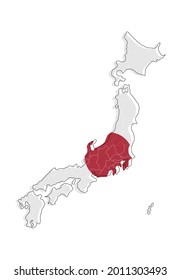 Japanische Insel Kombination mit der Fahne Vektorgrafik. Kann für Feierlichkeiten zum Unabhängigkeitstag oder andere Nationalitäten Tag in Japan verwendet werden.