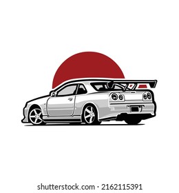 Japanese Jdm Sport Car Rear View Stock Vector (Royalty Free) 2162115391 ...