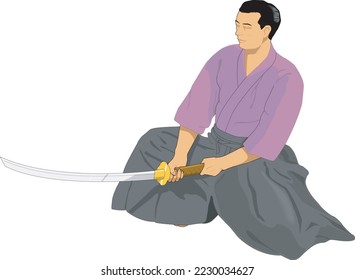 Japanese Jujitsu Martial Arts Vector Illustration
