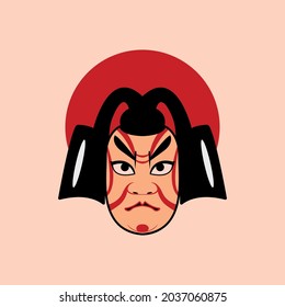 Japanese Kabuki Face, Vector Illustration Eps.10