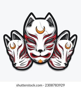 japanese kabuki mask vector logo