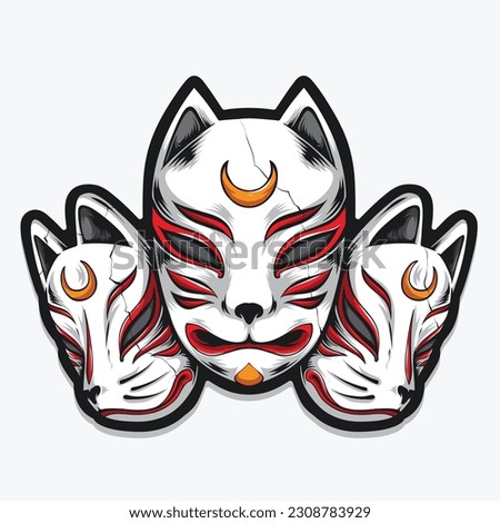 japanese kabuki mask vector logo