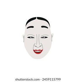 Japanese Kabuki theater mask vector illustration. Authentic art colored picture theatrical face makeup paint. Asian mythology culture symbol icon. Antique Japan masquerade actor face