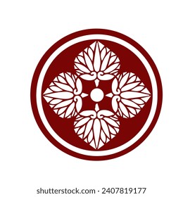 Japanese kamon crest symbol. Japanese cultural clan stamp.