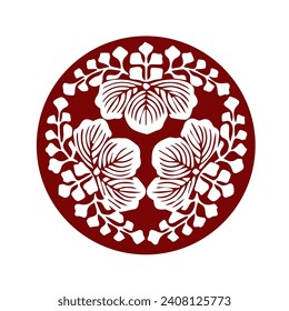 Japanese kamon crest symbol. Japanese cultural clan stamp.