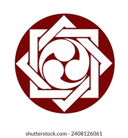 Japanese kamon crest symbol. Japanese cultural clan stamp.