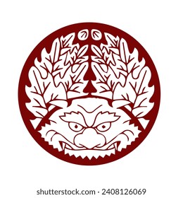 Japanese kamon crest symbol. Japanese cultural clan stamp.