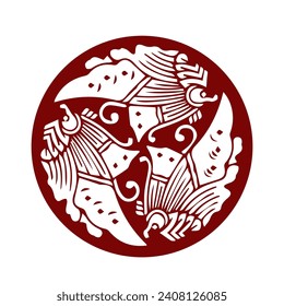 Japanese kamon crest symbol. Japanese cultural clan stamp.