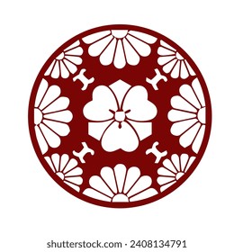 Japanese kamon crest symbol. Japanese cultural clan stamp.