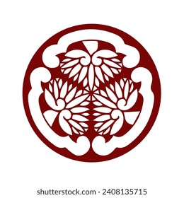 Japanese kamon crest symbol. Japanese cultural clan stamp.