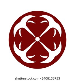 Japanese kamon crest symbol. Japanese cultural clan stamp.