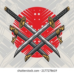 Japanese Katana Illustration. Premium vector