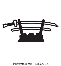Japanese katana stand icon. Vector icon.