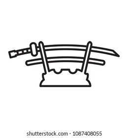 Japanese katana stand thin line icon. Vector outline icon.