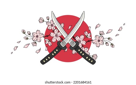 Japanese katana sword vector illustration