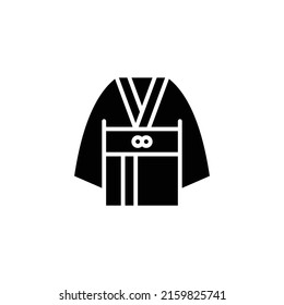 Japanese kimono icon. Woman wears kimono simple stencil vector icon