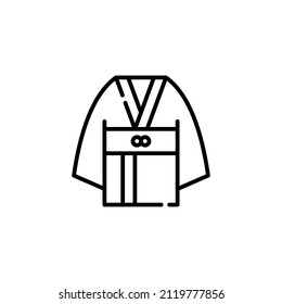 Japanese kimono outline icon. Woman wears kimono simple line vector icon.
