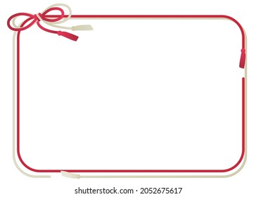 Japanese kimono style braided cord illustration for frame white background