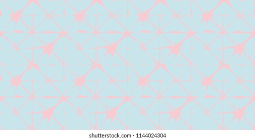 Japanese Kimono Vector Seamless Pattern, Trendy Tie Dye Organic Texture. Wabi Sabi Ikat Geo Texture, Asian Kimono Fashion Watercolour Batik Prints. Children Shibori Geometric Seamless Summer Pattern