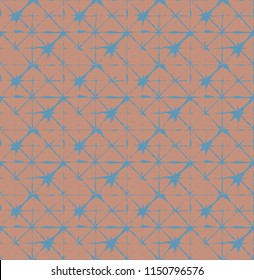 Japanese Kimono Vector Seamless Pattern, Artistic Tie Dye Geisha Ornament. Wabi Sabi Ikat Geo Texture, Asian Fashion Textile Watercolour Batik Print. Textured Shibori Bohemian Seamless Summer Pattern