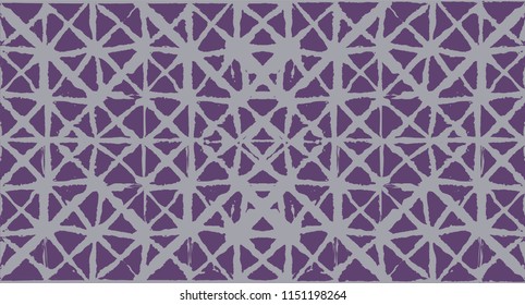 Japanese Kimono Vector Seamless Pattern, Funky Tie Dye Geisha Ornament. Wabi Sabi Ikat Geo Texture, Asian Kimono Textile Watercolor Batik Design. Hand Painted Shibori Geometric Seamless Background