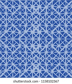 Japanese Kimono Vector Seamless Pattern, Trendy Tie Dye Geisha Ornament. Wabi Sabi Ikat Geo Pattern, Asian Kimono Fashion Watercolor Batik Design. Textured Shibori Cool Boho Seamless Summer Pattern