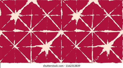 Japanese Kimono Vector Seamless Pattern, Female Tie Dye Organic Texture. Wabi Sabi Ikat Geo Texture, Asian Kimono Fashion Watercolor Batik Design. Hand Painted Shibori Geometric Seamless Design