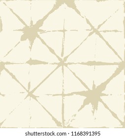 Japanese Kimono Vector Seamless Pattern, Female Tie Dye Organic Texture. Wabi Sabi Ikat Geo Texture, Asian Kimono Fabric Watercolor Batik Design. Textured Shibori Geometric Seamless Summer Pattern