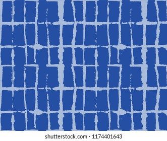 Japanese Kimono Vector Seamless Pattern, Trendy Tie Dye Organic Texture. Wabi Sabi Ikat Geo Texture, Asian Kimono Fashion Watercolour Batik Prints. Creative Shibori Geometric Seamless Summer Pattern